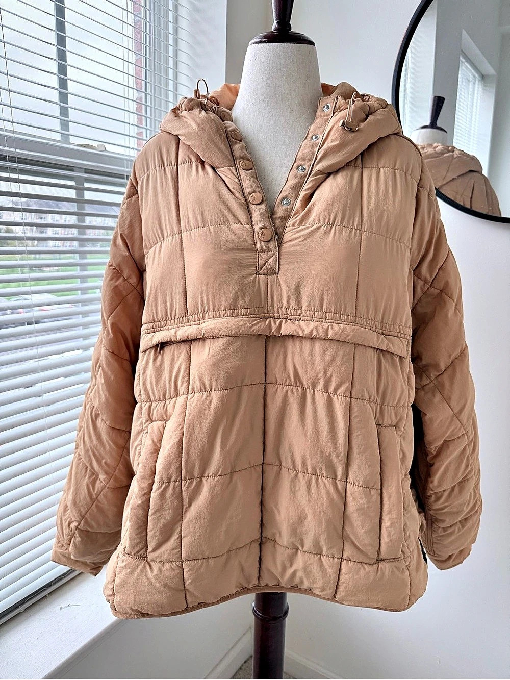 FP Movement Pippa Packable Pullover Puffer Jacket in Taupe